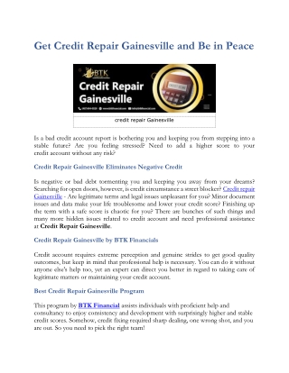 Get Credit Repair Gainesville and Be in Peace