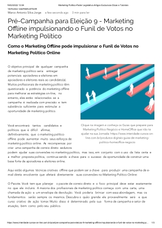 Pré-Campanha para Eleição 9 - Marketing Offline impulsionando o Funil de Votos no Marketing PMarketing Político-Poder Le