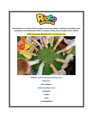 Childrens Boutique Wholesale USA | riocokidswear.com