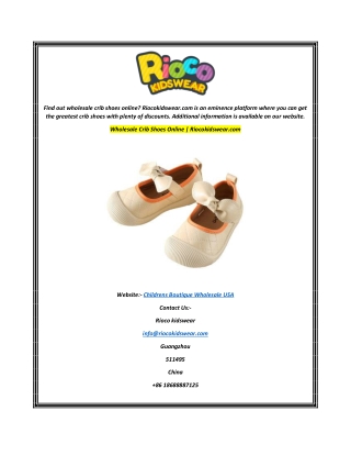 Wholesale Crib Shoes Online  Riocokidswear.com