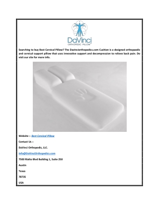 Best Cervical Pillow  Davinciorthopedics.com