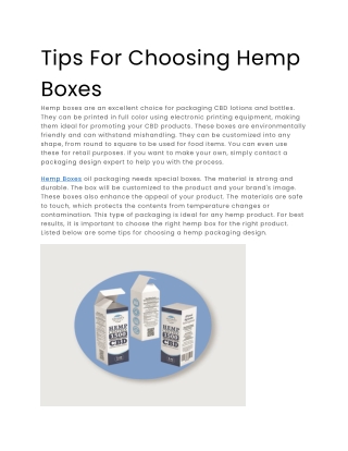 Tips For Choosing Hemp Boxes