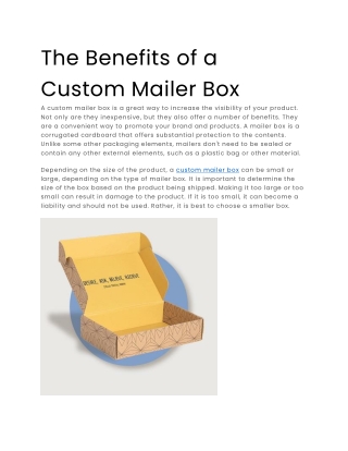 The Benefits of a Custom Mailer Box