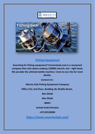 Fishing Equipment | Emarinehub.com