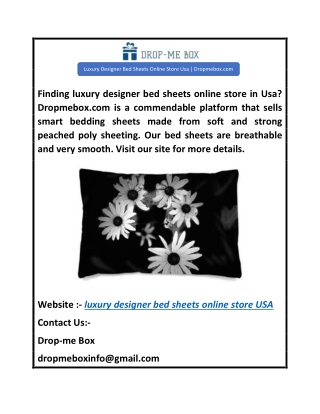 Luxury Designer Bed Sheets Online Store Usa  Dropmebox.com