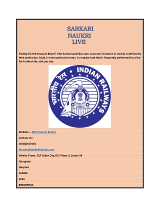 RRB Group D Bharti  Sarkarinaukrilive.com