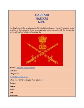 Join Indian Army Recruitment  Sarkarinaukrilive.com