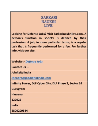 Defense Jobs  Sarkarinaukrilive.com