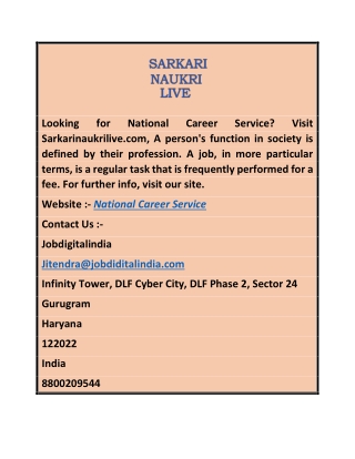 National Career Service  Sarkarinaukrilive.com