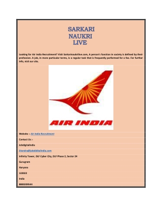 Air India Recruitment  Sarkarinaukrilive.com