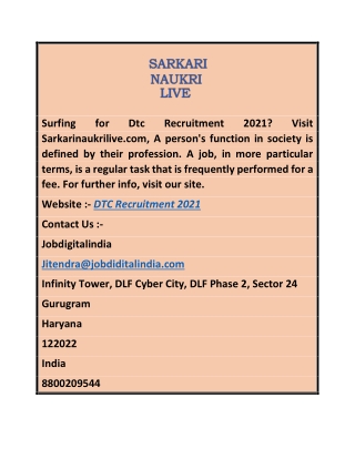 DTC Recruitment 2021  Sarkarinaukrilive.com