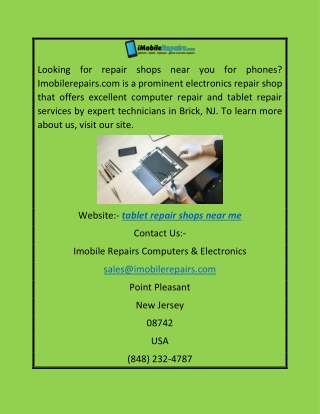 Tablet Repair Shops Near Me  Imobilerepairs.com