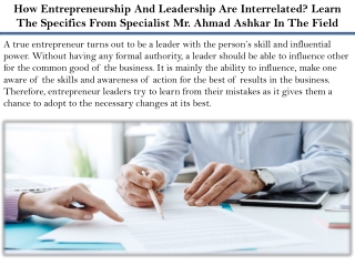 How Entrepreneurship And Leadership Are Interrelated? Learn The Specifics From S