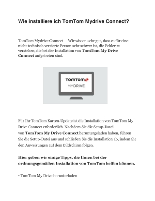 Wie installiere ich TomTom Mydrive Connect