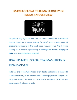 All You Wanted to Know About Maxillofacial Trauma Surgery in India