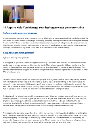 12 Do's and Don'ts for a Successful hydrogen water generator aliexpress