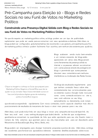 Pré-Campanha para Eleição 10 - Blogs e Redes Sociais no seu Funil de Votos no Marketing PolítMarketing Político-Poder Le