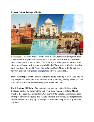 Explore Golden Triangle of India with Indiatripplanners