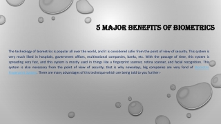 5 Major Benefits of Biometrics