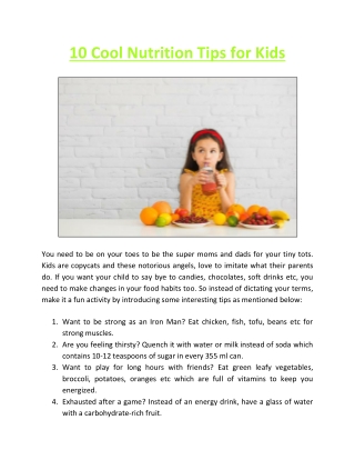 10 Cool Nutrition Tips for Kids