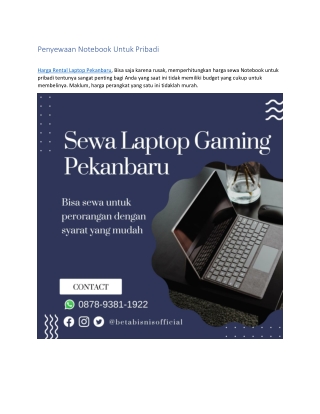 Sewa Laptop Gaming Pekanbaru, WA 0878 9381 1922