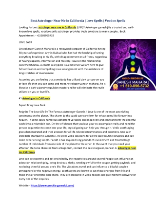Best Astrologer Near Me In California | Love Spells | Voodoo Spells
