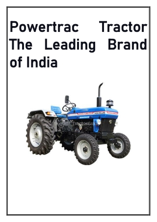 Powertrac Tractor The Leading Brand of India