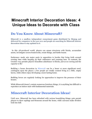 Minecraft Interior Decoration Ideas_ 4 Unique Ideas to Decorate with Class