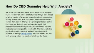 How Do CBD Gummies Help With Anxiety