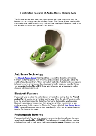 5 Distinctive Features of Audeo Marvel Hearing Aid