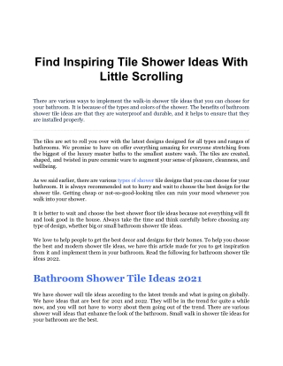 Find Inspiring Tile Shower Ideas With Little Scrolling