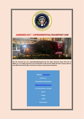 Armored Suv | Uspresidentialtransport.com