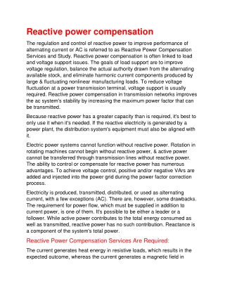Reactive power compensation