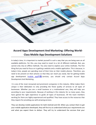 Accord Apps Development And Marketing-Offering World-Class Mobile App Development Solutions