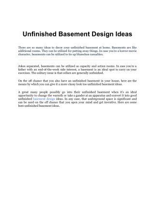 Unfinished Basement Design Ideas