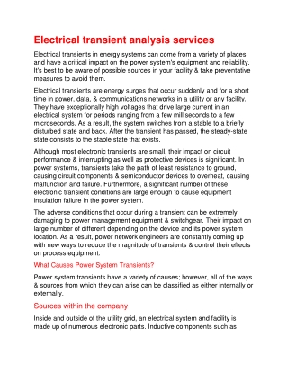 Electrical transient analysis services