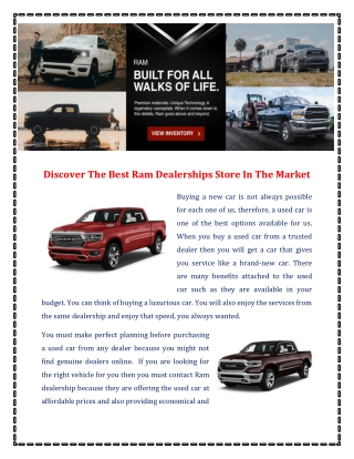 Discover The Best Ram Dealerships Store In The Market