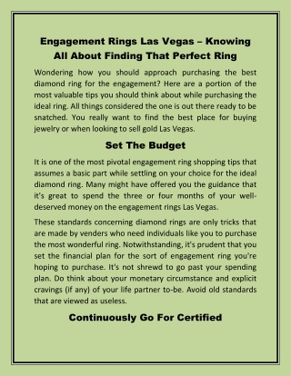 Engagement Rings Las Vegas – Knowing All About Finding That Perfect Ring-converted