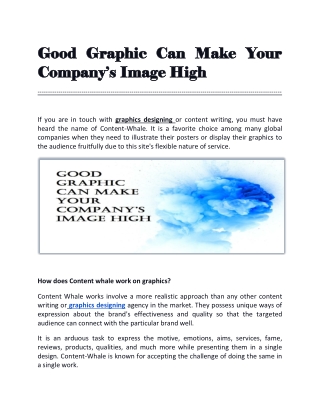 Good Graphic Can Make Your Company