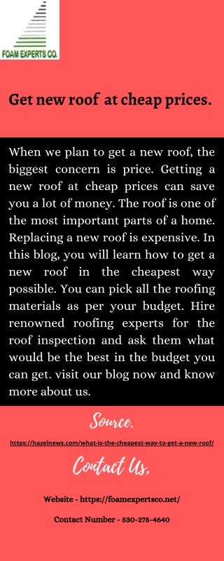 Get new roof at cheap prices