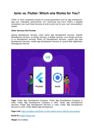 Flutter VS Ionic: Choosing The Best Technology For Your Next Project in 2022