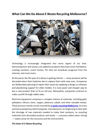 e waste recycling melbourne