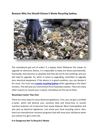 e waste recycling sydney