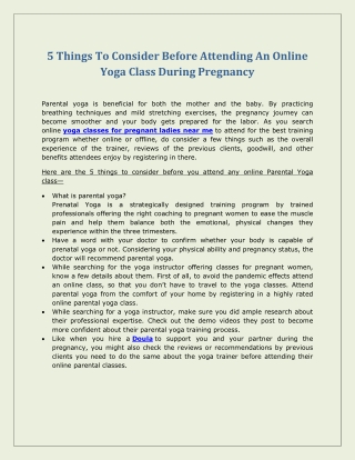 5 Things To Consider Before Attending An Online Yoga Class During Pregnancy