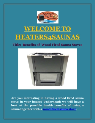 Benefits of  Wood Fired Sauna Stoves