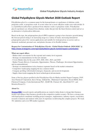 Global Polyalkylene Glycols Market Growth Analysis and Industry Share