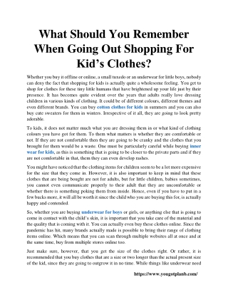 What Should You Remember When Going Out Shopping For Kid’s Clothes