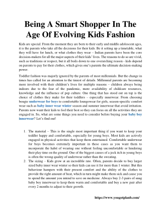 Being A Smart Shopper In The Age Of Evolving Kids Fashion