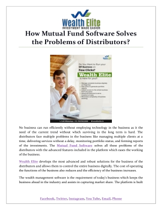 How Mutual Fund Software Solves the Problems of Distributors