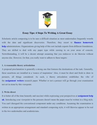 Essay Tips 4 Steps To Writing A Great Essay